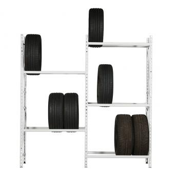 Vue de face du rayonnage à pneus disponible en hauteur de 2 et 2.8 mètres