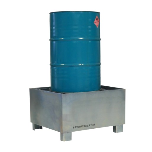 Vue d'ensemble du bac de rétention produit chimique 1 fût